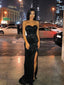 Sweet Heart Black Sequins Side Slit Long Evening Prom Dresses, DB0307