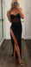 Sparkly High Slit Black Long Evening Prom Dresses, DB0324
