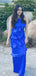 Halter Royal Blue Mermaid Long Evening Prom Dresses, DB0328