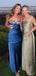 Mermaid Sexy Blue Long Appliques Evening Prom Dresses, DB0329