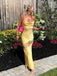 Simple Yellow Lace Spaghetti Straps Long Evening Prom Dresses, DB0330