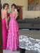 A-line Hot Pink Appliques Sweet Heart Long Evening Prom Dresses, DB0338