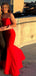 Red Mermaid Strapless Long Evening Prom Dresses, DB0340