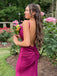 Grape Backless Spaghetti Straps V-neck Long Evening Prom Dresses, DB0341