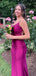 Grape Backless Spaghetti Straps V-neck Long Evening Prom Dresses, DB0341