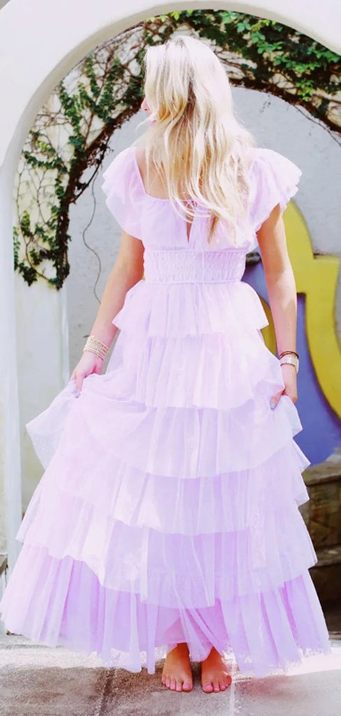 A-line Pink Long Evening Prom Dresses, DB0350