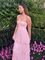 Gorgeous Pink Chiffon Sweet Heart A-line Long Evening Prom Dresses, DB0351