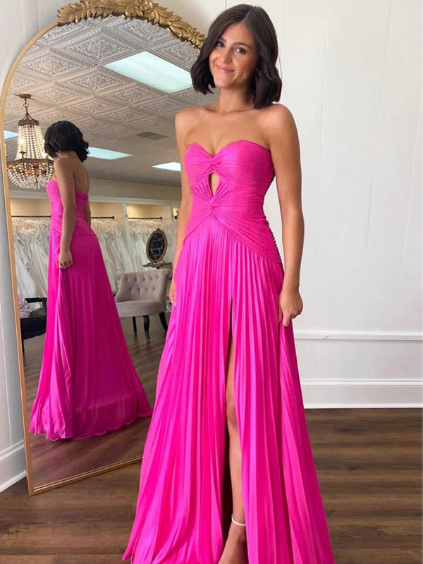 Popular Chiffon Sweet Heart Side Slit Long Evening Prom Dresses, DB0353
