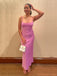 Pink Spaghetti Straps Sheath Mermaid Long Evening Prom Dresses, DB0360