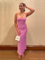 Pink Spaghetti Straps Sheath Mermaid Long Evening Prom Dresses, DB0360