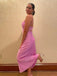 Pink Spaghetti Straps Sheath Mermaid Long Evening Prom Dresses, DB0360