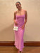 Pink Spaghetti Straps Sheath Mermaid Long Evening Prom Dresses, DB0360