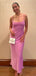 Pink Spaghetti Straps Sheath Mermaid Long Evening Prom Dresses, DB0360