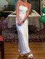 White Strapless Satin Mermaid Long Evening Prom Dresses, Simple Wedding Dress, DB0361