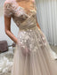 Formal Tulle Appliques A-line Long Evening Prom Dresses, Wedding Dress, DB0363