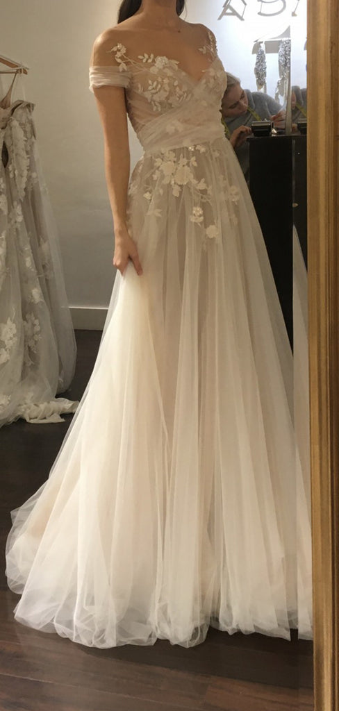 Formal Tulle Appliques A-line Long Evening Prom Dresses, Wedding Dress, DB0363