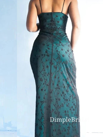 Popular Spaghetti Straps Black Blue Mermaid Long Evening Prom Dresses, Custom Prom Dresses, DM0044