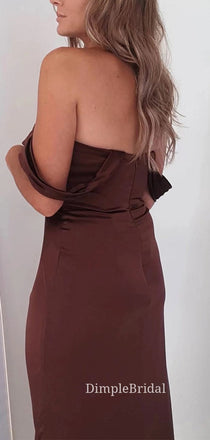 Mermaid Satin Side Slit Long Evening Prom Dresses, Custom Prom Dresses, DM0055