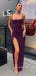 Simple Mermaid Purple Long Evening Prom Dresses, Cheap Spaghetti Straps Prom Dresses, DM0102